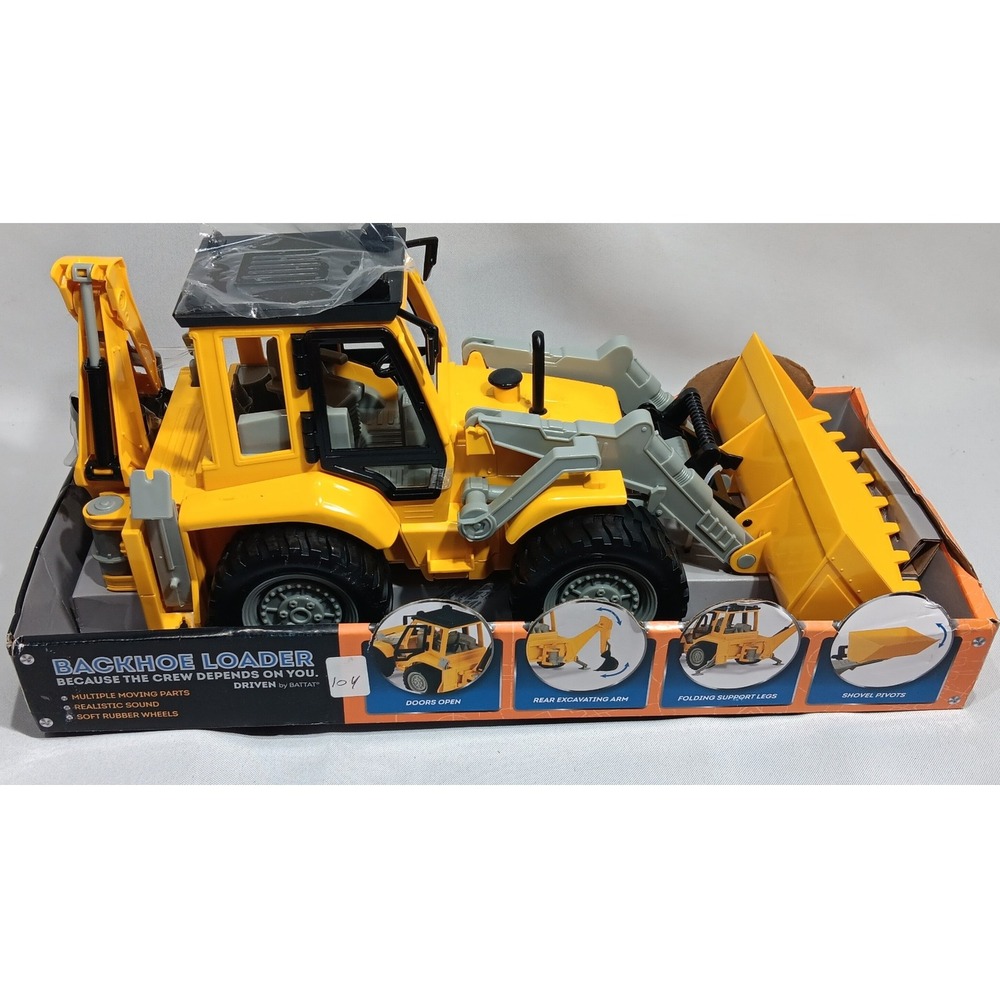 Driven by Battat Backhoe Loader Toy Realistic Sound Multiple Moving Parts